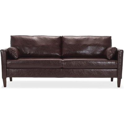 FURNIinspire Sofas Large Faux Leather Comfy Couch with Padded Cushions for Living Room Sofass, Brown,78.3"*33.1"*31.5"