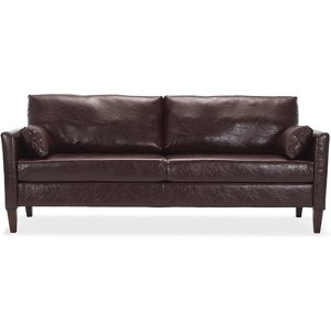 FURNIinspire Sofas Large Faux Leather Comfy Couch with Padded Cushions for Living Room Sofass, Brown,78.3"*33.1"*31.5" - 1 of 4
