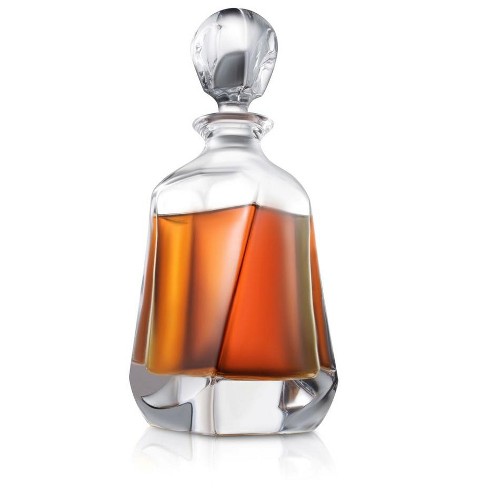 Joyjolt Aurora Crystal Modern Whiskey Decanter – 25 Oz Small Liquor ...