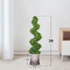 Hykolity Artificial Spiral Boxwood Topiary Tree, 3FT 4FT with Classical White Planter, Evergreen Faux Trees, Indoor Outdoor Porch Home Decor, 2-Pack - 3 of 4