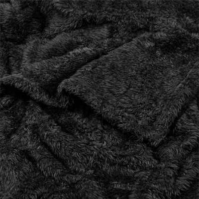 Black Twin Sherpa Fleece Machine Washable Blanket