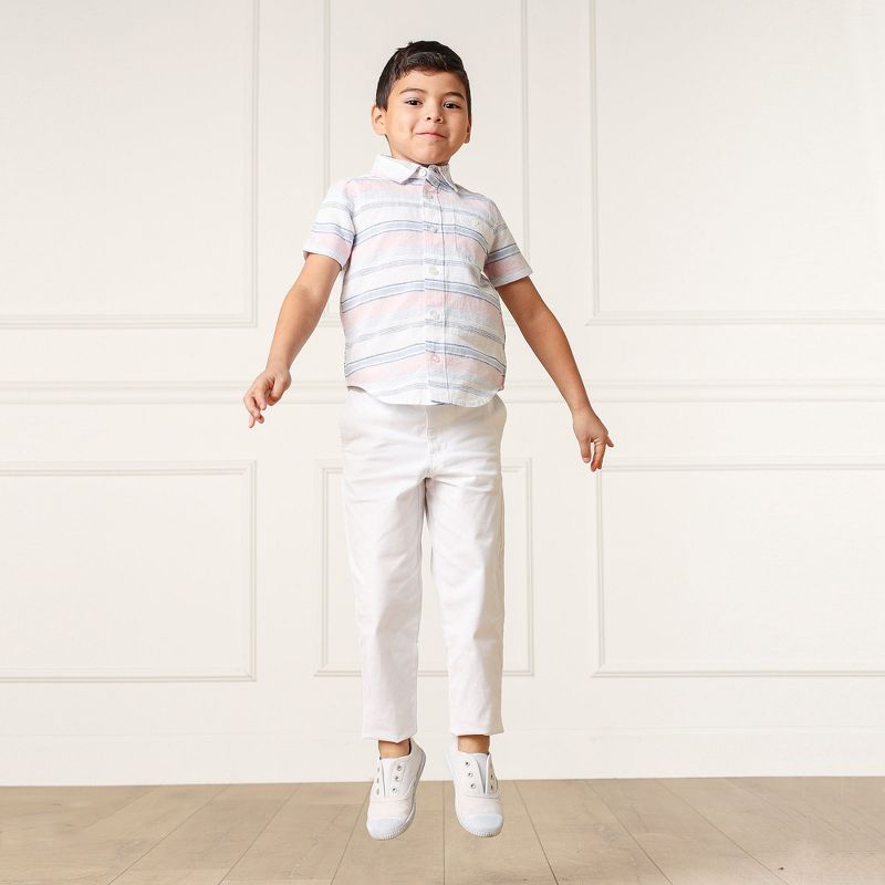 Hope & Henry Boys' Linen Short Sleeve Button Down Shirt, Infant, 5 of 9
