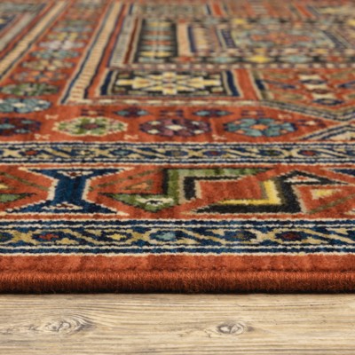 Handmade Red Wool and Synthetic Persian Style Area Rug 5'3" x 7'6"