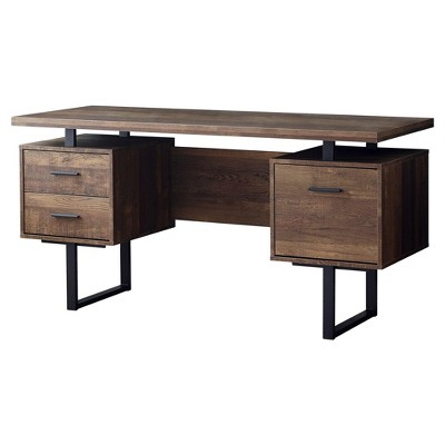 Monarch Specialties Computer Desk Home Office Laptop Left Right Set-Up Storage Drawers 60InchL Work Metal Laminate Brown Black Contemporary Modern