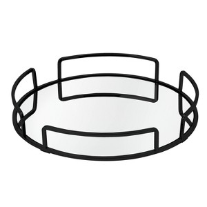 Bath Bliss 13"x13" Modern Round Vanity Mirror Tray Black: Steel Construction, Dresser Organizer, Bathroom Accessory - 1 of 4