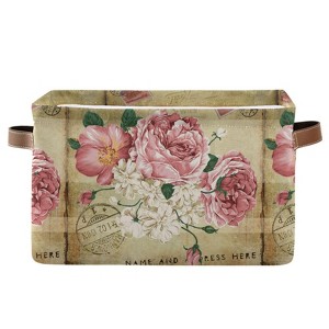 Aoibox Vintage Shabby Chic Rose Floral Foldable Storage Box Organizer Bin with Handles for Home Closet Bedroom - 1 of 4