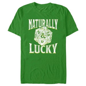 Men's Dungeons & Dragons St. Patrick's Day Naturally Lucky Dice T-Shirt - 1 of 4