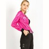 INSPIRE CHIC Women's Holographic Fashion Stand Collar Metallic Lightweight Zip Bomber Jacket - 4 of 4