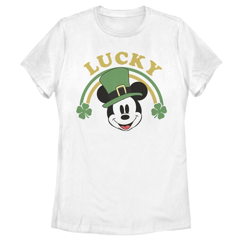 Women's Mickey & Friends Lucky Rainbow T-Shirt, 1 of 5