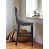 Mshliw Set of 2 Contemporary Velvet Upholstered Barstools with Tufted Back, Chrome Nailhead Trim and Solid Wood Legs for Kitchen and Home Bar - 4 of 4