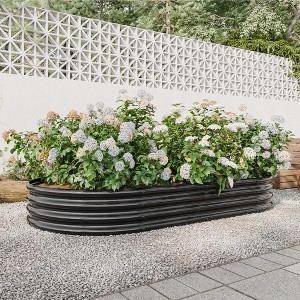 Gulches Raised Garden Bed Outdoor, Oval Large Metal Raised Planter Bed for for Plants, Vegetables, and Flowers - Black - 1 of 4