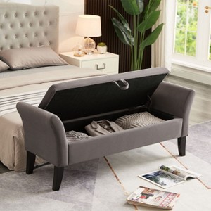 NicBex 64.5 Inch Storage Ottoman Bench Modern Nails Button Tufted Velvet Bench with Unique Arms for Living Room, Bedroom, Entryway - 1 of 4