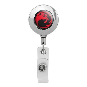 Magic The Gathering Red Mana Symbol Metal Chrome Badge ID Card Holder Clip - 1 of 3