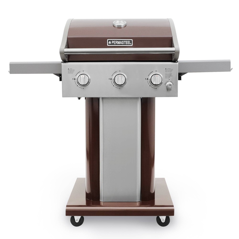 Photos - Fryer Permasteel PG-40301-MO 3-Burner Gas Grill with Foldable Side Tables - Moch