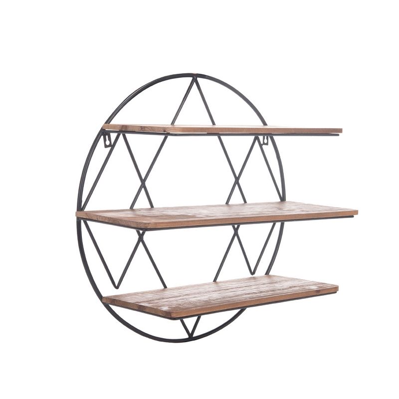 Round 20.25 inch Diameter Three Tier Wood and Metal Hanging Wall Shelf - Foreside Home & Garden, 3 of 6