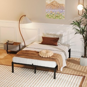 14 Inch Metal Bed Frame, Twin Size Platform Bed with Steel Slats, Anti-Slip Support, Noise Free, No Box Spring Needed, Black - 1 of 4