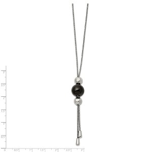 Chisel Stainless Steel Polished Black IP-plated Bead Tassel Adjustable to 26" Snake Chain Necklace - 1 of 3