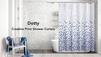 Dotty Blue and White Polyester Fabric Shower Curtain
