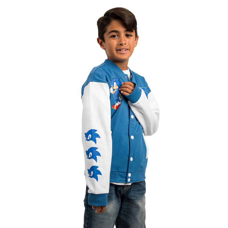 Sonic the Hedgehog Blue and White Youth Bomber Jacket, 2 of 5