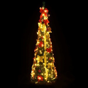 Christmas Tree Artificial Christmas Tree with Stand Pop-up 100 LEDs Green vidaXL - 1 of 4