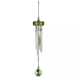 Woodstock Chimes Signature Collection, Gem Drop Chime, 10'' Shamrock Silver Wind Chime GEMSH