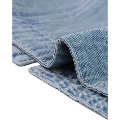 INSPIRE CHIC Women's Casual Short Sleeves Crop Denim Jacket 2 Packs Light Blue/Blue Large — фото 5