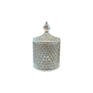 Slickblue Glass Storage Containers, Diamond Design Jars, Vintage Decor Style, Clear, 3 Size Options - 1 of 4