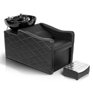 Karl Home Black and White Salon Shampoo Bowl and Chair Backwash Unit with Large Ceramic Bowl - 1 of 4