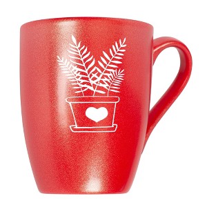 Elanze Designs Botanical Foliage Nature Coffee Cup Mug 10 Ounce Ceramic With Shimmery Metallic Finish Elegant Minimalist Fern in Heart Planter - 1 of 4