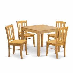 5-Piece Natural Oak Finish Solid Wood Top - Dining Room Set - Seats-4 - 1 of 4