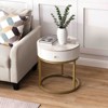 FONTOI End Tables Silm Side Table with Metal Legs&Round Tabletop for Living Room, White,19.69"*19.69"*21.65" - 4 of 4