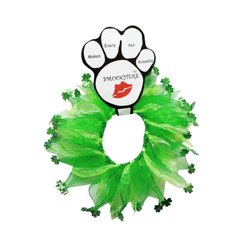 St. Patrick's Day Shamrocks Smoocher Dog Party Collar (Large 16"-19"), 1 of 4