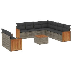 vidaXL Garden Sofa Set Grey PE rattan Large Adjustable Feet - 1 of 4
