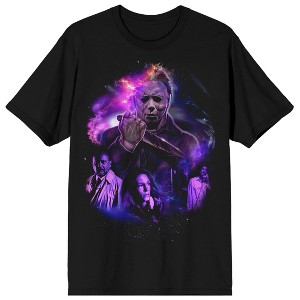 John Carpenter's Halloween Purple Universe Crew Neck Short Sleeve Men's Black T-shirt - 1 of 3