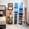 Costway 360° Swivel Jewelry Cabinet Organizer 3-Color LED Mirror with Built-in Lights Coffee/White/Black/Brown - 2 of 4