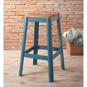 30"H Wood & Metal Armless Backless Square Bar Stool with Crossbar Support and Powder-Coated Finish for Kitchen Island or Home Bar - 1 of 4