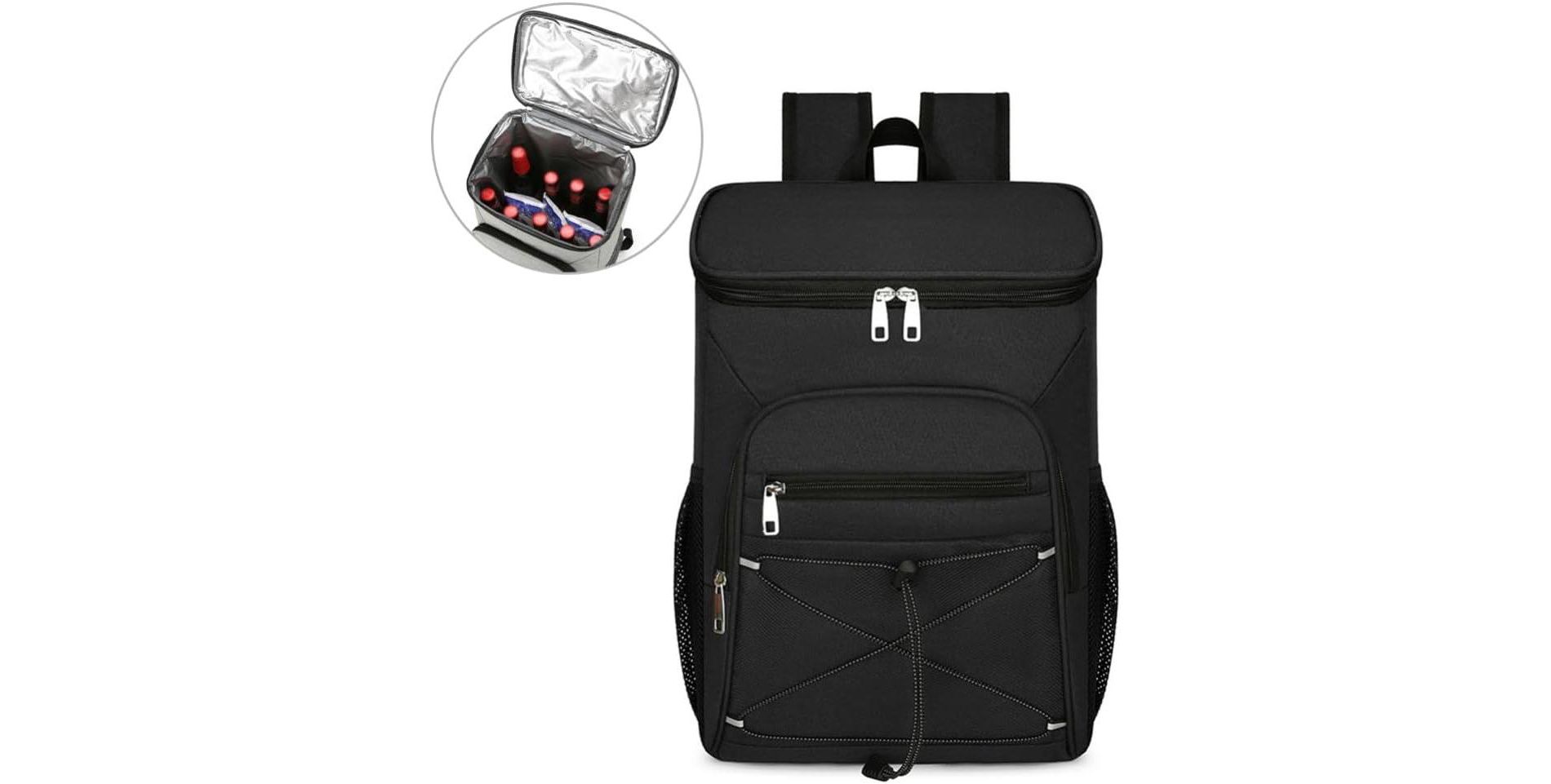 Backpack Coolers, 25 Liters Insulated Water-Proof Bag for Beach Travel Camping Fishing Lunch Backpack Black