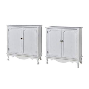 Hippe 34"Tall-2 Door Farmhouse Style Accent Cabinet with Adjustable Legs Set of 2|Hulala Home