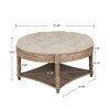 FONTOI Round Waterproof Ottoman with Wooden Shelf Storage, 2-Tier Coffee Table, Footstool for Living Room Bedroom Entryway, Brown, 31.49"*18.5"*31.49" - 3 of 4