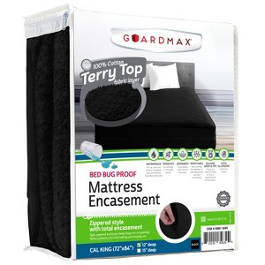 Mattress Protector with Zipper by Guardmax. Terry Cotton Waterproof, Bed Bug Proof, Soft & Comfortable Mattress Encasement with Deep Pockets. - 1 of 4