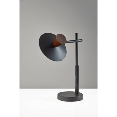 Adjustable Black and Walnut LED Desk Lamp with Smart Switch