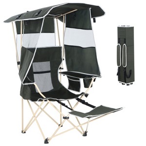 Camping Chair with Canopy, Removable Footrest, Cooler Bag & Cup Holder, Shade Seat for Beach, Fishing, Sports & Camping - 1 of 4