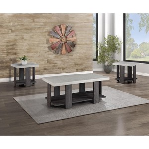 Gray 3-Piece Cocktail Set Wooden Table Top Coffee Table and Two Matching End Tables Living Room Wooden Furniture - 1 of 1