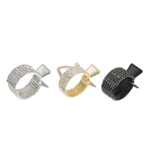 Unique Bargains Women's Metal Rhinestone High Ponytail Hair Clips Multicolored 3 Pcs - 1 of 4