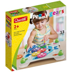 Quercetti: Peggy Gears - 13pc Cogwheel Construction Toy, Peg Board,6 Scene Cards - 1 of 4