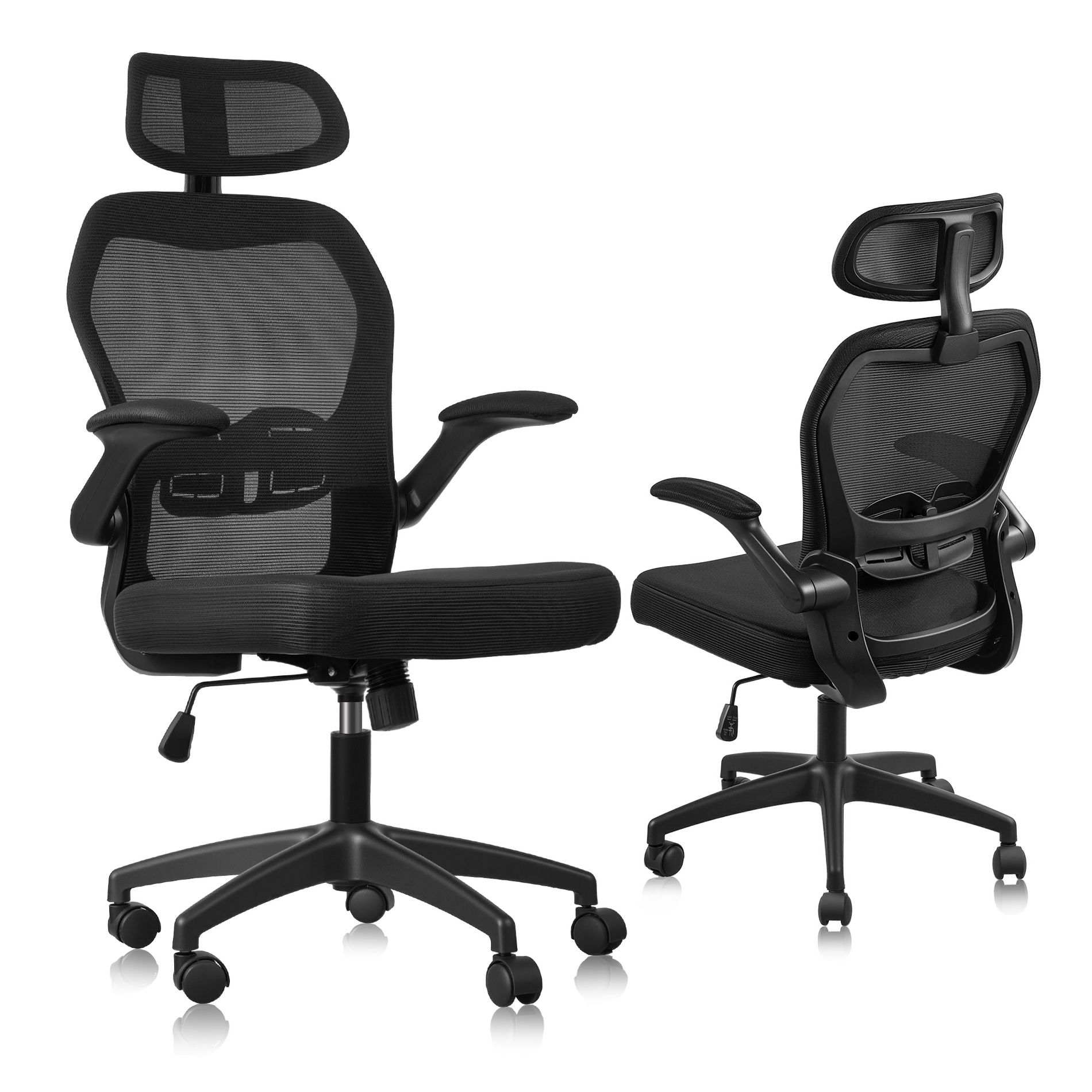 Ergonomic Mesh Office Chair with Headrest, Lumbar Support, Flip-Up Arms, Computer Desk Chair