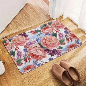 Pink Lotus Leaf Bathroom Rugs Winter Bath Mat Absorbent Non Slip Bathroom Mat Christmas Soft Floor Carpet 16x20 Inches - 1 of 1