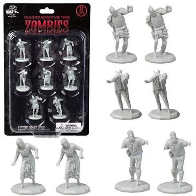 Monster Protectors Unpainted Fantasy Zombie Mini Figures for D&D - 1", 8 Pieces