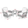 3-Piece Rattan Patio Set with 360° Swivel Rocking Chairs - Outdoor Furniture Set w/Tempered Glass Side Table (Grey) - 2 of 4