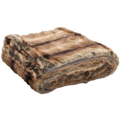 Chocolate Faux Fur Reversible Throw Blanket 50" x 60"
